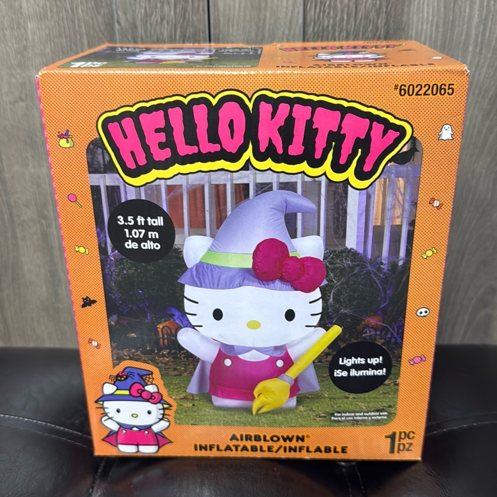 New Hello Kitty Halloween Witch 3.5' Light Up Inflatable In Original Box